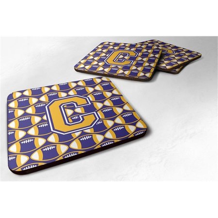 CAROLINES TREASURES Letter C Football Purple and Gold Foam Coaster, Set of 4 CJ1064-CFC